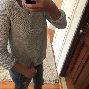 Grey & Gray tie front top
